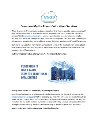 Common Myths About Colocation Services