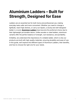 Aluminium Ladders – Built for Strength, Designed for Ease