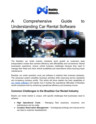 A Comprehensive Guide to Understanding Car Rental Software