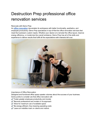 Destruction Prep professional office renovation services