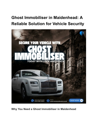 Secure Your Car with a Ghost Immobiliser in Maidenhead