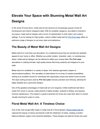 Metal wall art designs
