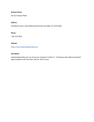 Set Up Company Malta