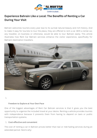 Experience Bahrain Like a Local The Benefits of Renting a Car During Your Visit