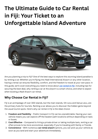 The Ultimate Guide to Car Rental in Fiji