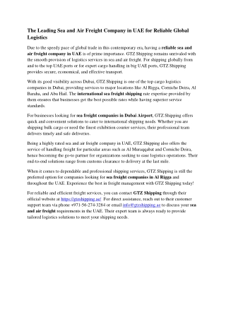 Leading Sea and Air Freight Company in UAE for Reliable Global Logistics