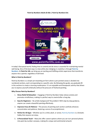 Paint by Number Kids and adults