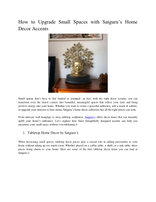 Satguru's_How to Upgrade Small Spaces with Satguru Home Decor Accents