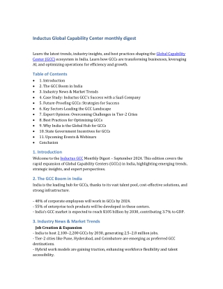 Inductus Global Capability Center monthly digest