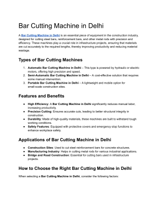 Bar Cutting Machine in Delhi