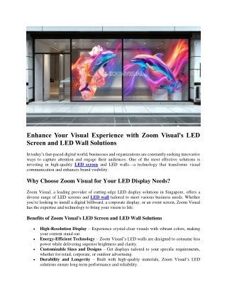 Enhance Your Visual Experience with Zoom Visual's LED Screen and LED Wall Solutions