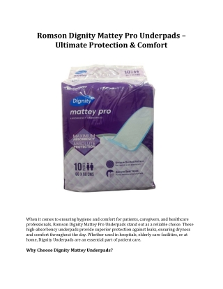 Romson Dignity Mattey Pro Underpads