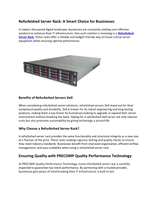 Refurbished Server Rack: A Smart Choice for Businesses