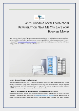 WHY CHOOSING LOCAL COMMERCIAL REFRIGERATION NEAR ME CAN SAVE YOUR BUSINESS MONEY