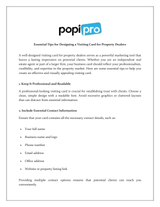 Design the Perfect Visiting Card for Property Dealers – Essential Tips