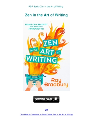 PDF Books Zen in the Art of Writing