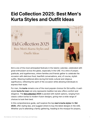 Eid Collection 2025 Best Men's Kurta Styles and Outfit Ideas