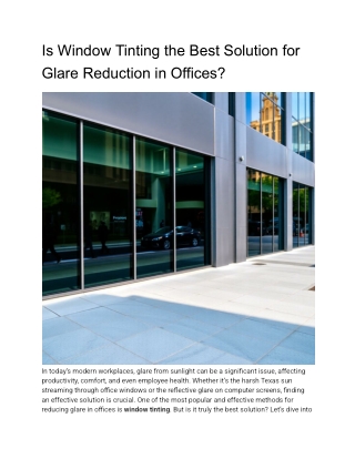 Is Window Tinting the Best Solution for Glare Reduction in Offices
