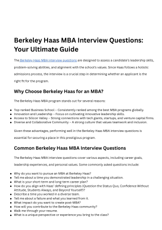 Berkeley Haas MBA Interview Questions Your Ultimate Guide