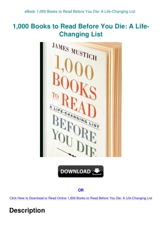 eBook 1 000 Books to Read Before You Die A Life-Changing List