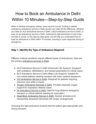 How to Book an Ambulance in Delhi Within 10 Minutes—Step-by-Step Guide