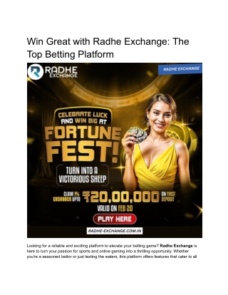 Win Great with Radhe Exchange_ The Top Betting Platform