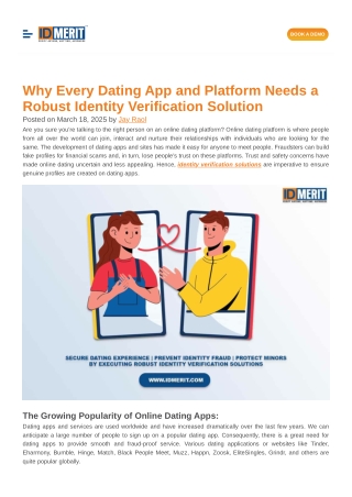 Why Every Dating App and Platform Needs a Robust Identity Verification Solution
