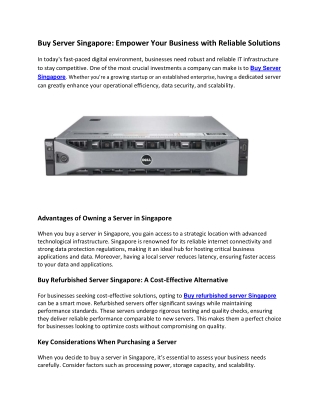 Buy Server Singapore Empower Your Business with Reliable Solutions