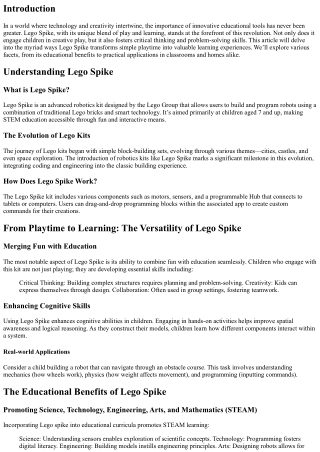 From Playtime to Learning: The Versatility of Lego Spike