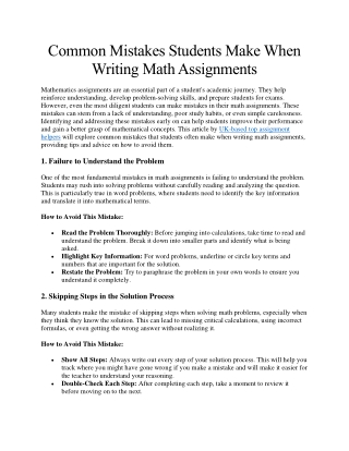 Common Mistakes Students Make When Writing Math Assignments