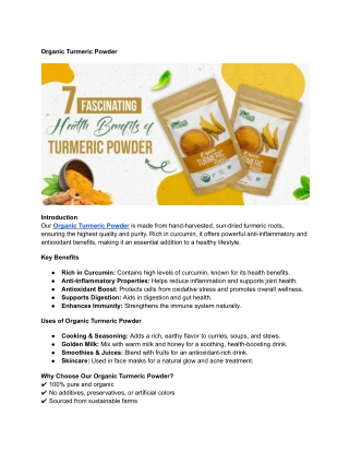 Organic Turmeric Powder  PDF