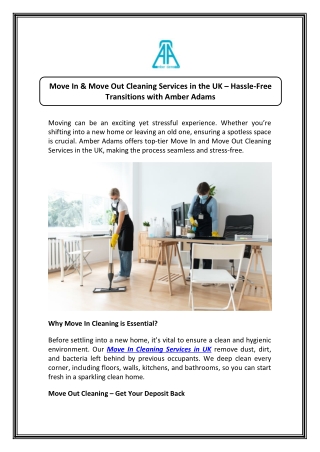 Amber Adams Makes Moves Easy with Move Out Cleaning UK