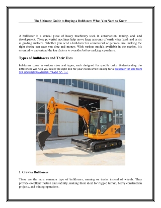 The Ultimate Guide to Buying a Bulldozer What You Need to Know