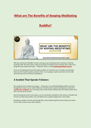 What are The Benefits of Keeping Meditating Buddha