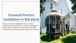 Screened Porches Installation in Maryland