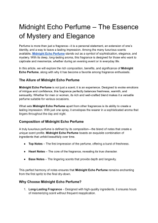 Midnight Echo Perfume – The Essence of Mystery and Elegance