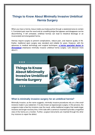 Things to Know About Minimally Invasive Umbilical Hernia Surgery