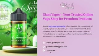 Giant Vapes – Your Trusted Online Vape Shop for Premium Products