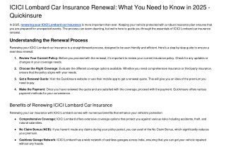 ICICI Lombard Car Insurance Renewal: What You Need to Know in 2025 - Quickinsure