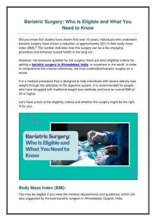 Bariatric Surgery-Who Is Eligible and What You Need to Know