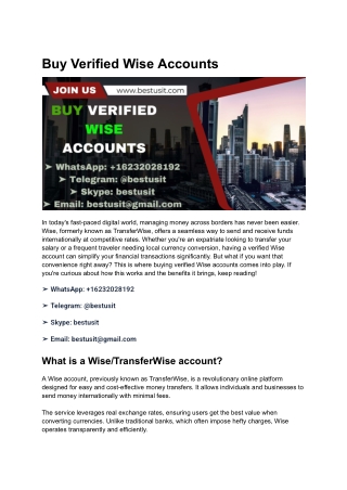 Best 5 Sites To Buy Verified Wise Accounts