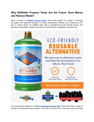 Why Refillable Propane Tanks Are the Future_ Save Money and Reduce Waste_