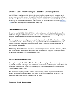 World777 Com – Explore a Seamless Online Experience