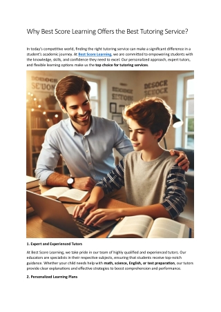 Why Best Score Learning Offers the Best Tutoring Service