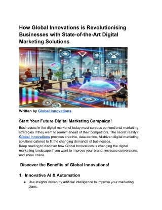 How Global Innovations is Revolutionising Businesses with State-of-the-Art Digital Marketing Solutions