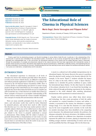 The Educational Role of Cinema in Physical Sciences