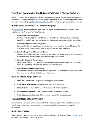 Transform Events with Kan Universal