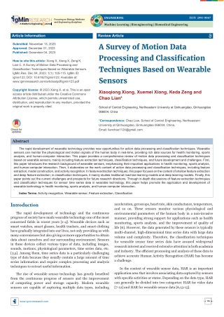 A Survey of Motion Data Processing and Classification Techniques Based on Wearab