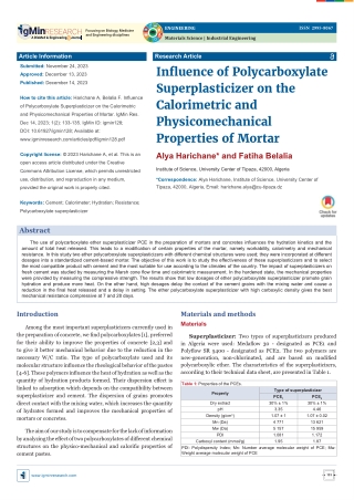 Influence of Polycarboxylate Superplasticizer on the Calorimetric