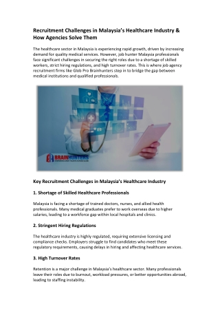 Recruitment Challenges in Malaysia’s Healthcare Industry & How Agencies Solve Them